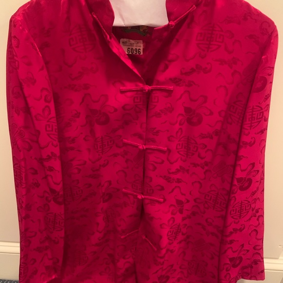 1940s Red Shanghai Tang Designer Top Vintage 1940s - Picture 9 of 9